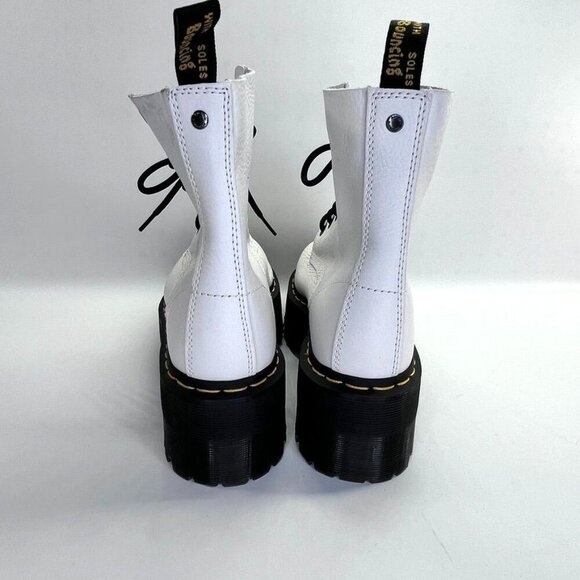 Dr Martens 1460 Pascal Max Optical White Pisa Leather Platform Boots Size US 9 - Picture 5 of 16